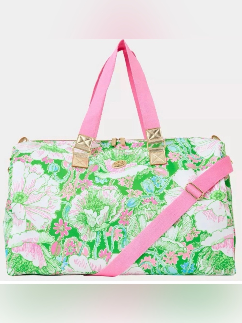 Lilly Pulitzer green poppy land weekender bag